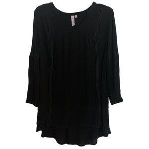 Alya Black V-Neck Long Sleeve Boho Flowy Dress